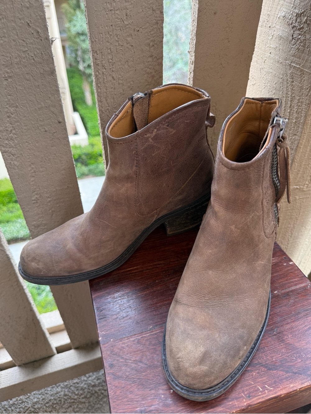 John Fluevog Brown Leather Side-Zip Ankle Booties